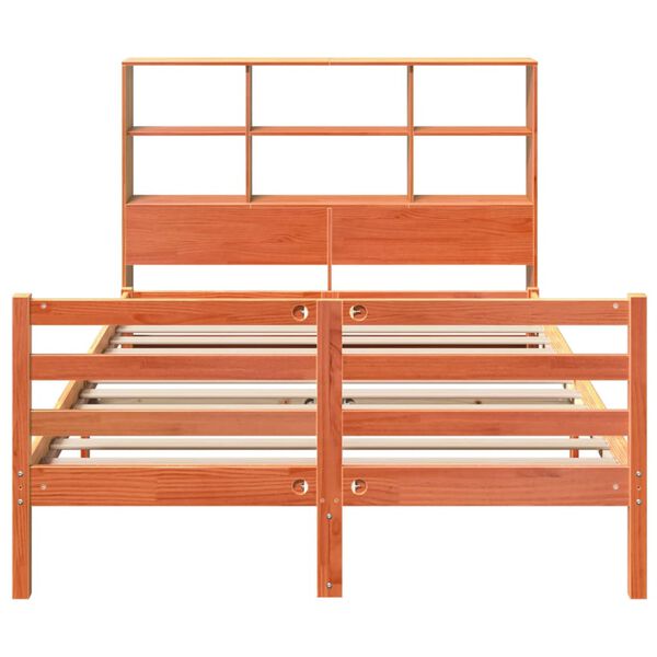 vidaXL Lit bibliothèque sans matelas cire marron 140x190cm bois massif