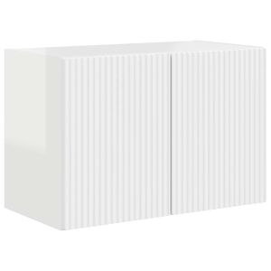 vidaXL Meuble TV mural Montage mural Blanc brillant 59,5 x 31 x 40 cm