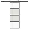 vidaXL Porte coulissante kit quincaillerie noir 76x205 cm verre tremp&eacute;
