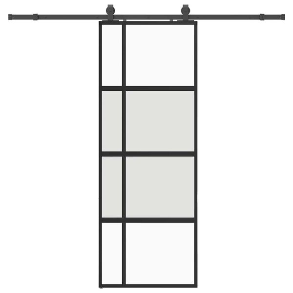 vidaXL Porte coulissante kit quincaillerie noir 76x205 cm verre tremp&eacute;
