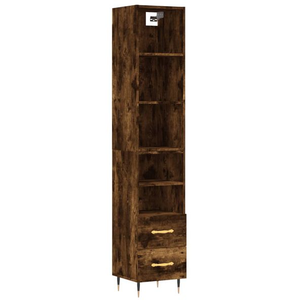 vidaXL Buffet haut Ch&ecirc;ne fum&eacute; 34,5x34x180 cm Bois d'ing&eacute;nierie