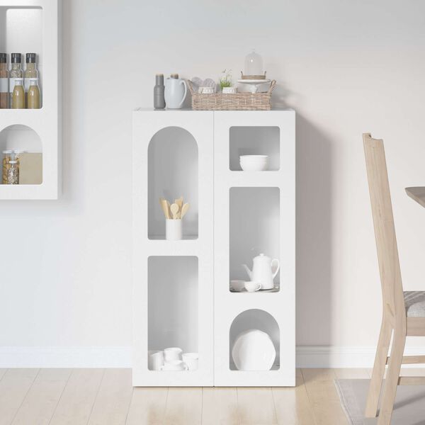 vidaXL Buffet Blanc brillant 59 x 35 x 100,5 cm Bois d'ing&eacute;nierie