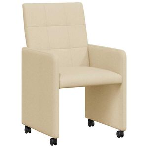 vidaXL Chaises de Salle &agrave; Manger avec Roues 2 pcs Cr&egrave;me tissu