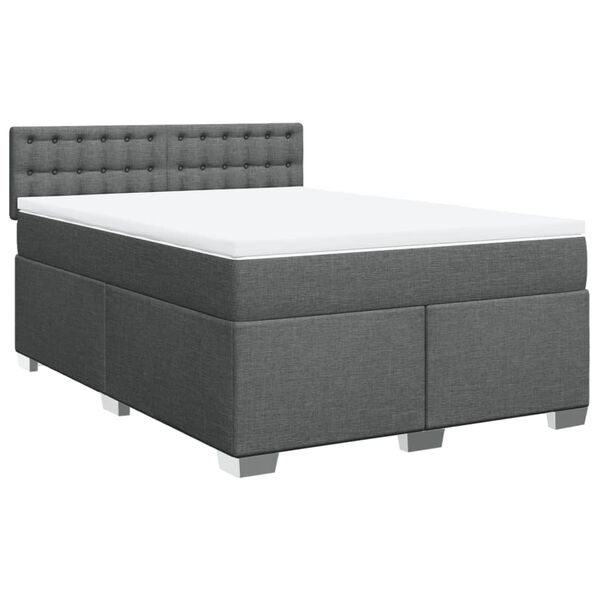 vidaXL Sommier &agrave; lattes de lit avec matelas Gris fonc&eacute; 140x200cm Tissu