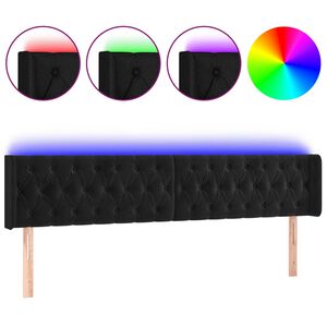 vidaXL T&ecirc;te de lit &agrave; LED Noir 203x16x78/88 cm Velours