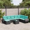vidaXL Salon de jardin 8 pcs avec coussins noir r&eacute;sine tress&eacute;e