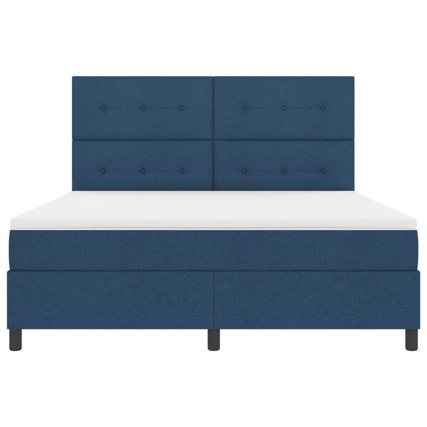 vidaXL Lit &agrave; ressorts avec matelas avec LED Bleu 180 x 200 cm tissu