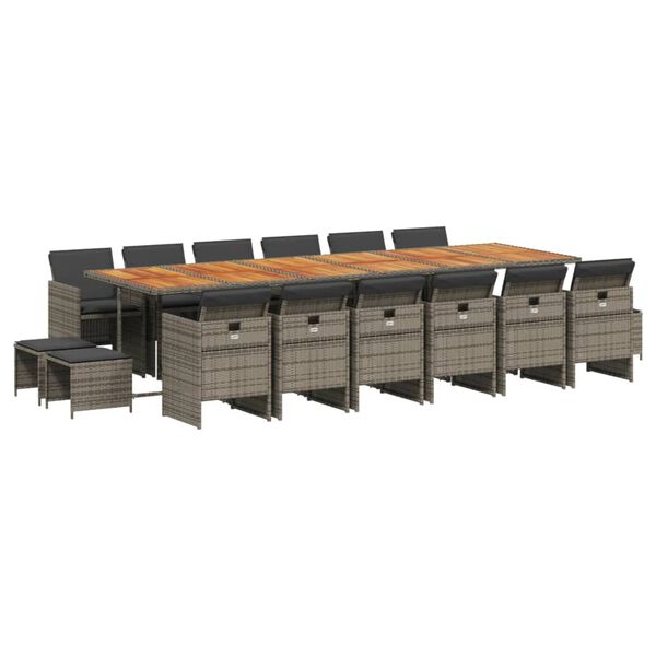 vidaXL Ensemble &agrave; manger de jardin 17 pcs et coussins r&eacute;sine tress&eacute;e