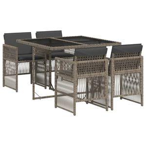 vidaXL Ensemble &agrave; manger de jardin 5 pcs coussins gris r&eacute;sine tress&eacute;e