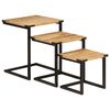 vidaXL Tables basses gigognes 3 pcs bois massif de manguier et fer