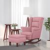 vidaXL Fauteuil à bascule à oreilles en velours rose bois massif