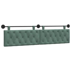 vidaXL T&ecirc;te de lit suspendue Avec lumi&egrave;re LED Vert Mer Velours