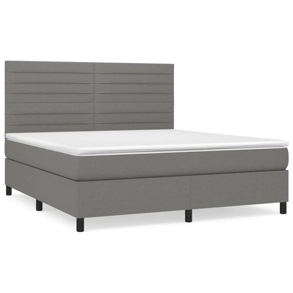 vidaXL Sommier &agrave; lattes de lit avec matelas Gris fonc&eacute; 160x200cm Tissu