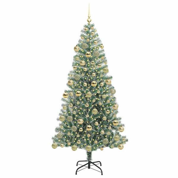vidaXL Arbre de No&euml;l artificiel floconn&eacute; de neige avec lumi&egrave;re LED