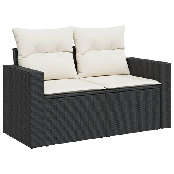 vidaXL Salon de jardin 9 pcs avec coussins noir r&eacute;sine tress&eacute;e