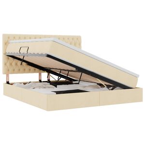 vidaXL Lit avec rangement et LED avec LED Cr&egrave;me 160 x 200 cm Polyester