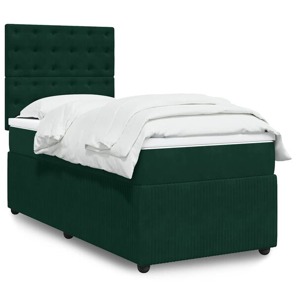 vidaXL Sommier &agrave; lattes de lit avec matelas Vert fonc&eacute; 90x200 cm