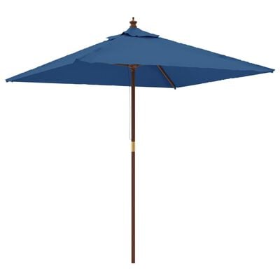 vidaXL Parasol de jardin avec mât en bois bleu azuré 198x198x231 cm