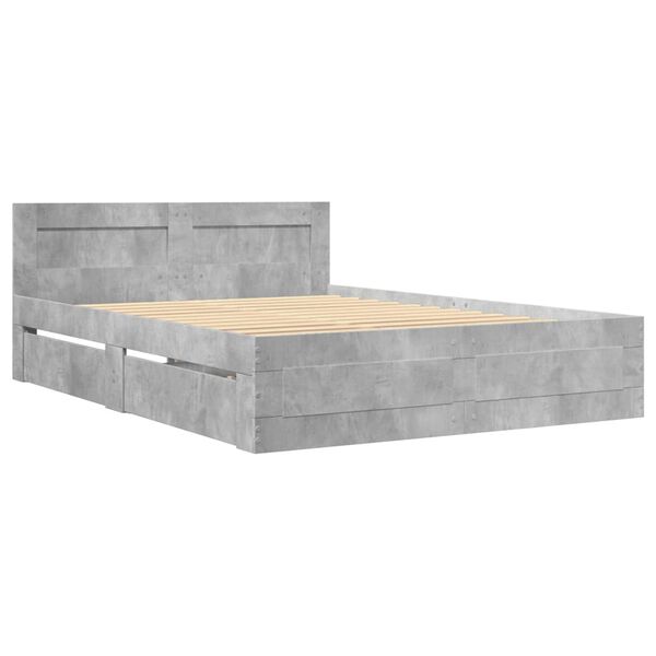 vidaXL Cadre de lit et t&ecirc;te de lit sans matelas gris b&eacute;ton 140x200 cm