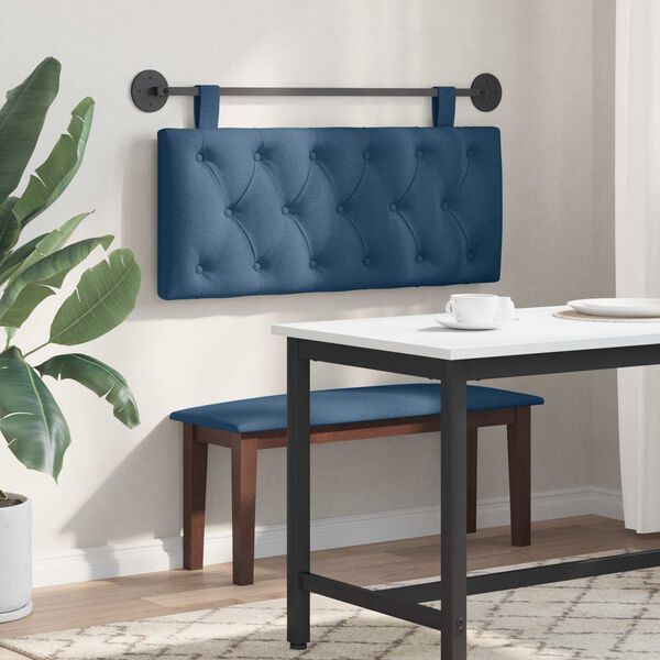 vidaXL T&ecirc;te de lit suspendue Montage mural Bleu 110 x 55 x 7 cm tissu