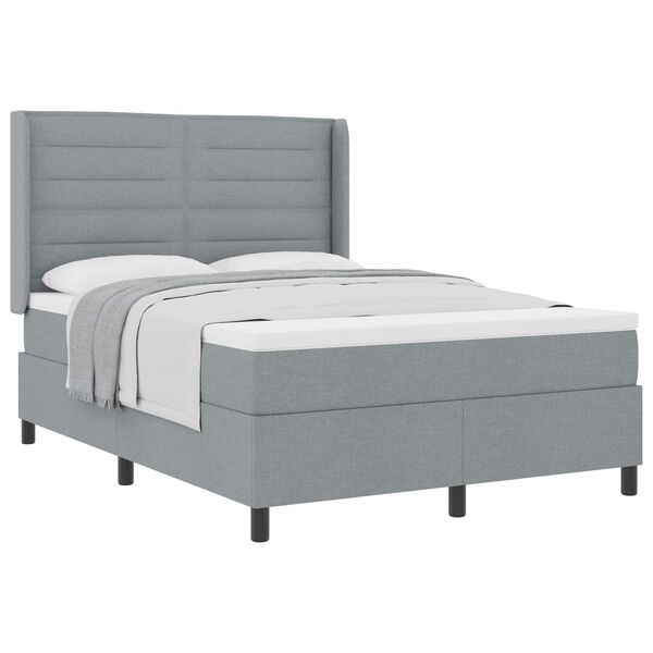 vidaXL Lit &agrave; ressorts avec matelas Gris clair 140 x 200 cm tissu