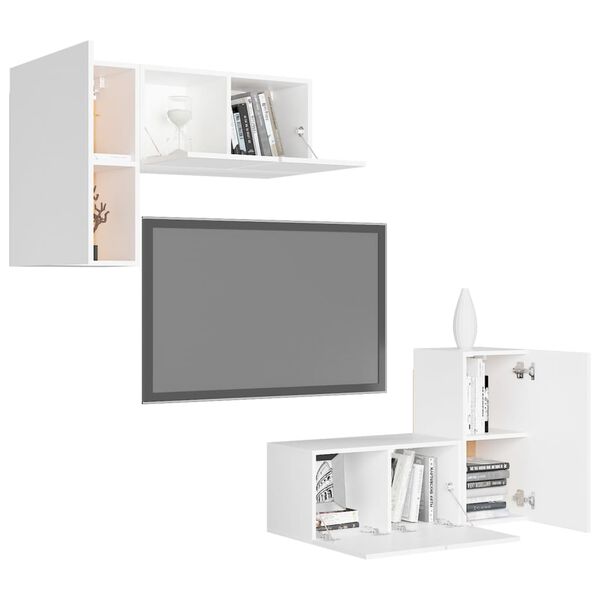 vidaXL Ensemble de meubles TV 4 pcs Blanc Bois d'ing&eacute;nierie