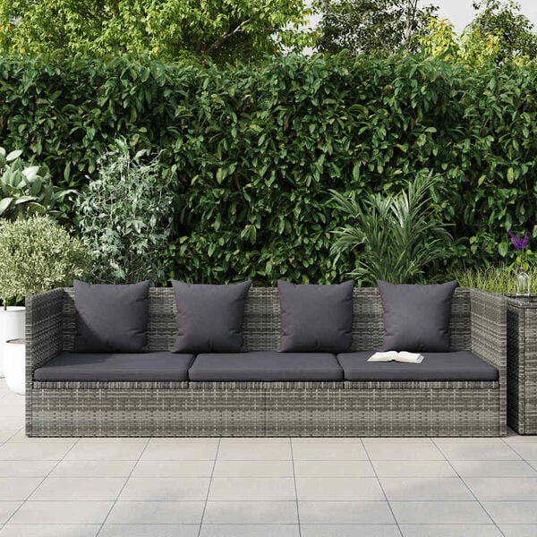 vidaXL Lit de jardin Gris 200x60 cm Résine tressée
