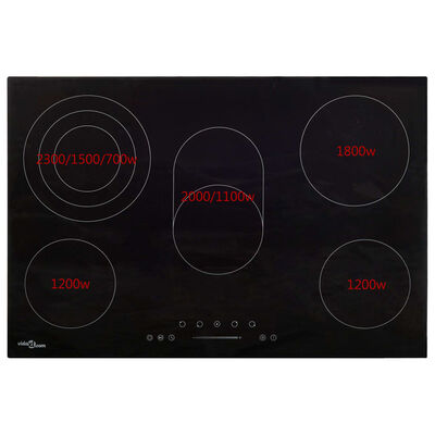 vidaXL Plaque de cuisson Céramique 5 brûleurs Contrôle tactile 8500 W