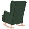 vidaXL Fauteuil avec pieds &agrave; bascule en bois d'h&eacute;v&eacute;a Vert fonc&eacute; Tissu