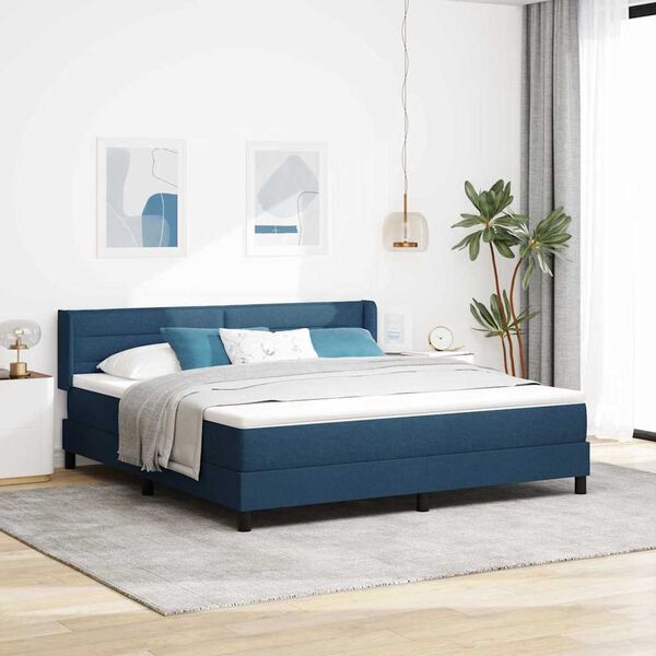 vidaXL Lit &agrave; ressorts avec matelas Bleu 200 x 180 cm Polyester
