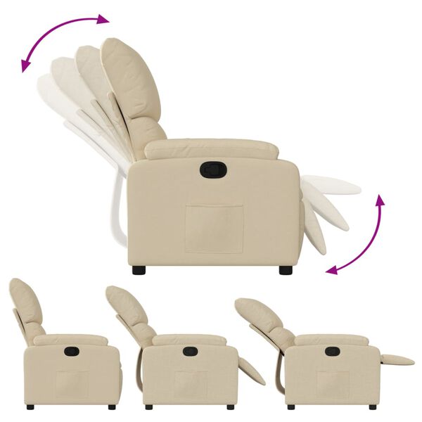 vidaXL Fauteuil inclinable en tissu cr&egrave;me