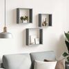 vidaXL &Eacute;tag&egrave;res murales sous forme de cube 3 pcs Gris MDF