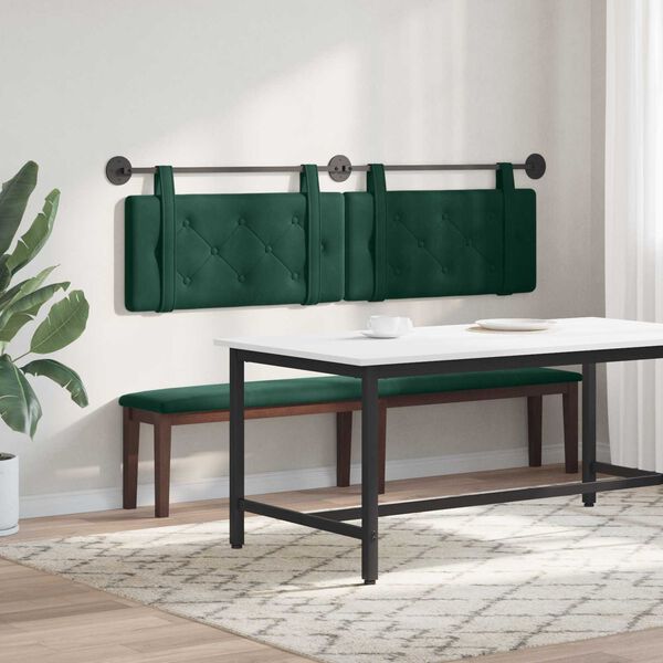 vidaXL T&ecirc;te de lit suspendue Vert fonc&eacute; 170 x 55 x 5 cm Velours