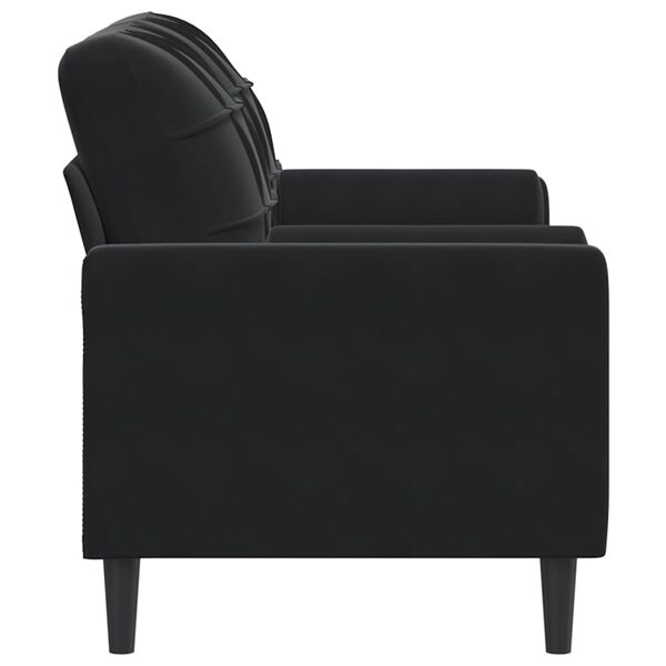 vidaXL Canapé 2 places avec oreillers décoratifs noir 140 cm velours