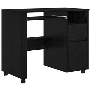 vidaXL Bureau avec roues Ch&ecirc;ne noir 91 x 50 x 77 cm Bois d'ing&eacute;nierie