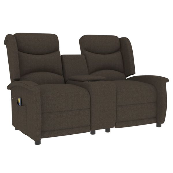 vidaXL Fauteuil de massage inclinable et porte-gobelet 2 places marron