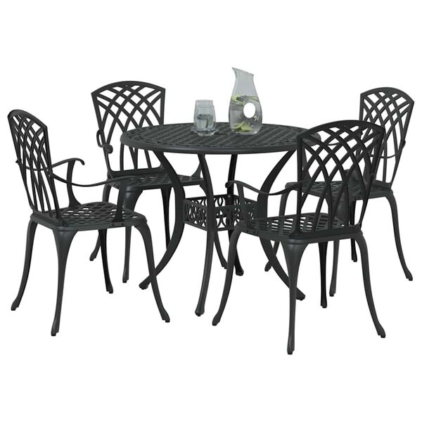 vidaXL Ensemble de salle &agrave; manger pour jardin 5 pcs Noir Aluminium