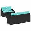 vidaXL Ensemble de Canap&eacute;s 6 pc 3-Nombre de places Noir et turquoise