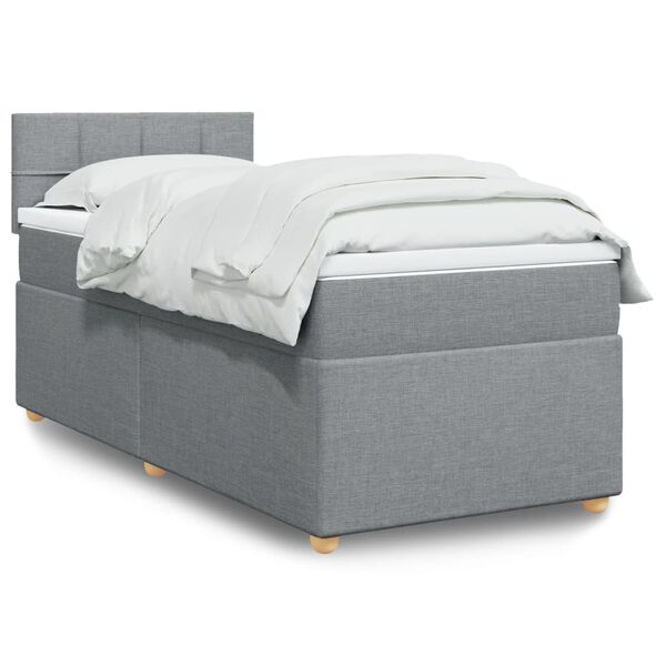 vidaXL Sommier &agrave; lattes de lit avec matelas Gris clair 90x200 cm Tissu