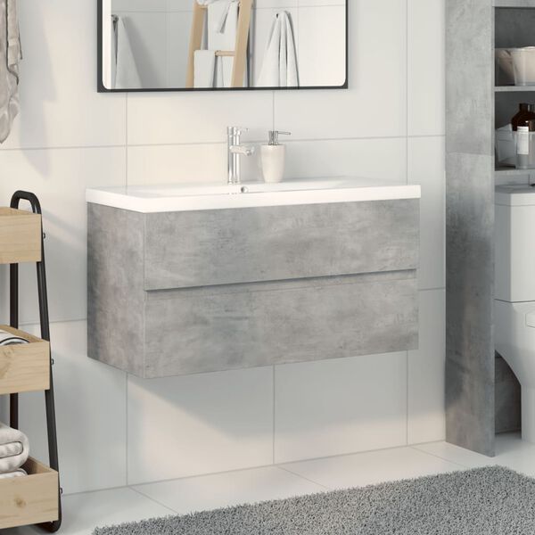 vidaXL Ensemble de meubles de salle de bain 2 pcs gris b&eacute;ton