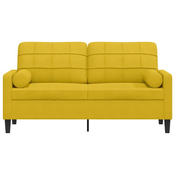 vidaXL Canap&eacute; 2 places avec oreillers d&eacute;coratifs jaune 140 cm velours