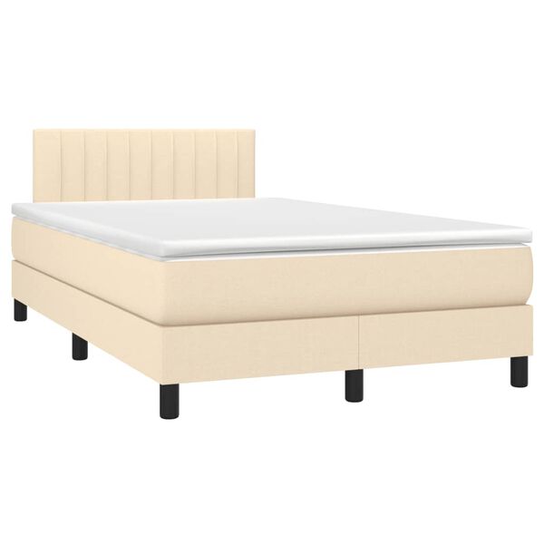 vidaXL Sommier &agrave; lattes de lit avec matelas cr&egrave;me 120x190 cm tissu
