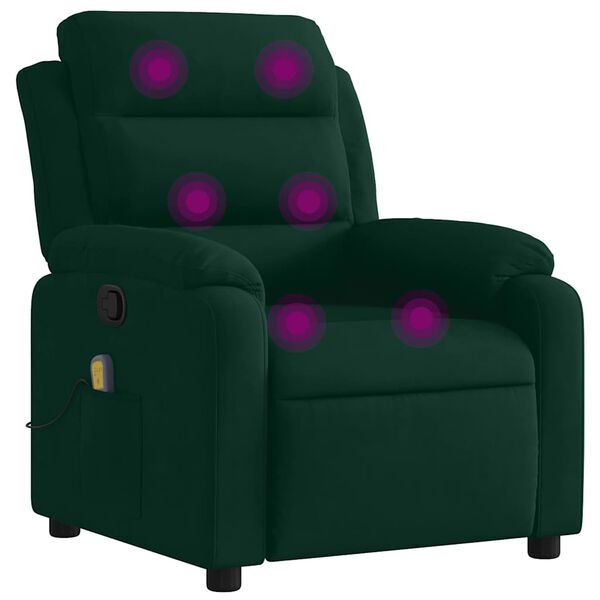 vidaXL Fauteuil de massage inclinable vert fonc&eacute; velours