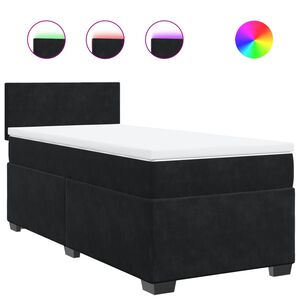 vidaXL Sommier &agrave; lattes de lit avec matelas noir 90x190 cm simple velours