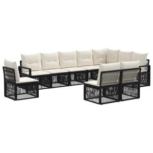 vidaXL Ensemble de canap&eacute; de jardin 10 pc Noir polyrotin