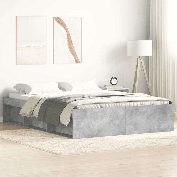 vidaXL Cadre de lit sans matelas gris b&eacute;ton 140x190 cm