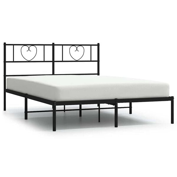 vidaXL Cadre de lit m&eacute;tal sans matelas et t&ecirc;te de lit noir 160x200 cm
