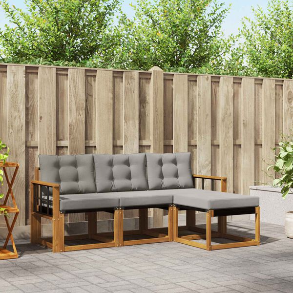 vidaXL Ensemble de canap&eacute;s d'ext&eacute;rieur 4 pcs Gris Naturel et Clair