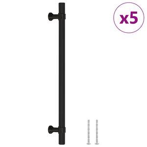 vidaXL Poign&eacute;es d'armoire 5 pcs noir 192 mm acier inoxydable