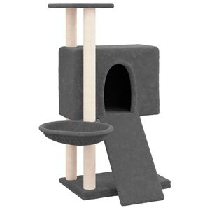vidaXL Arbre &agrave; chat avec griffoirs en sisal Gris fonc&eacute; 96 cm